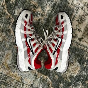 Nike P-6000 University Red pearl White Metallic Silver Sneakers Womens 7.5